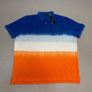 Polo Ralph Lauren Men’s XXL Polo Shirt Tie Dye Blue Orange White 2XL Classic Fit